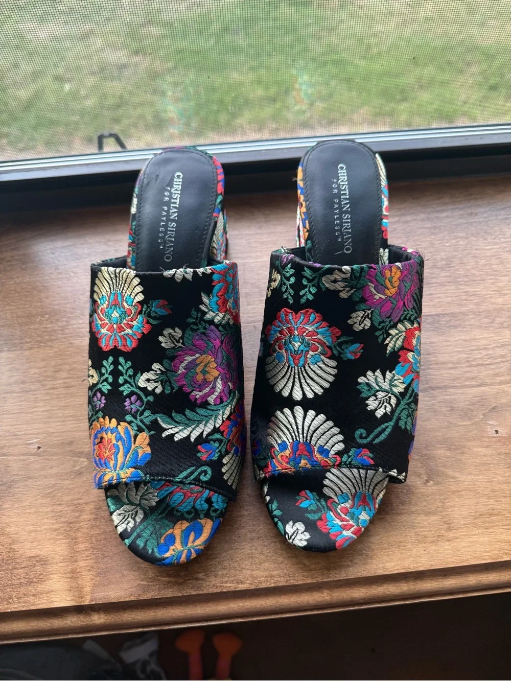 Christian Siriano Floral Brocade Block Heel Mule Slides Size 11 - Picture 1 of 8